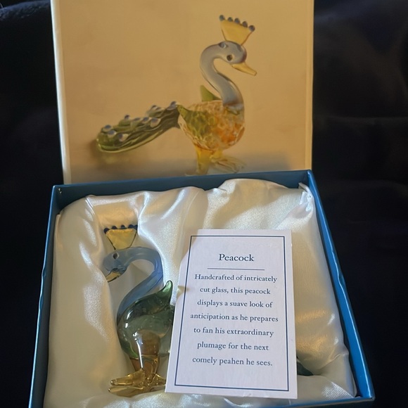 🕊️Vtg Pier 1 Imports, Crystal Peacock, Collectable Glass Statue, Beautiful, - Picture 5 of 5